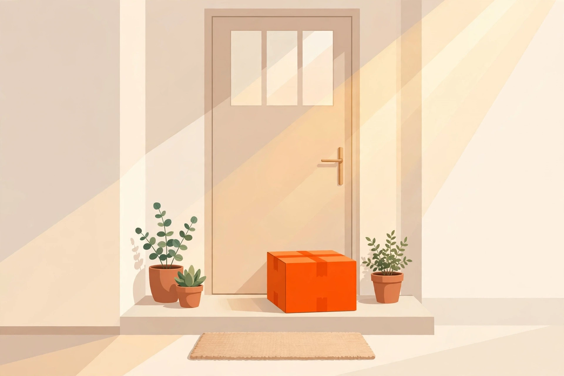 GOFO Tracking: Track Your GOFO Package 9 Illustration of a GOFO parcel delivered at a front doorstep