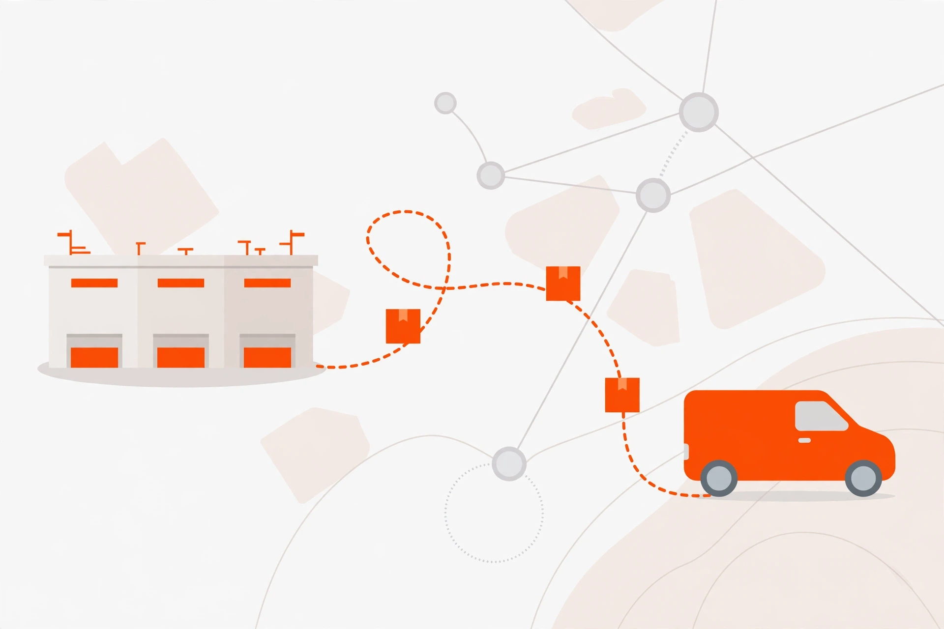 GOFO Tracking: Track Your GOFO Package 1 Illustration of the GOFO last-mile delivery network with a warehouse, delivery van and parcels on a route map